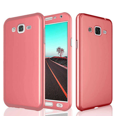 Galaxy J7 Core Kılıf Zore 360 3 Parçalı Rubber Kapak Rose Gold
