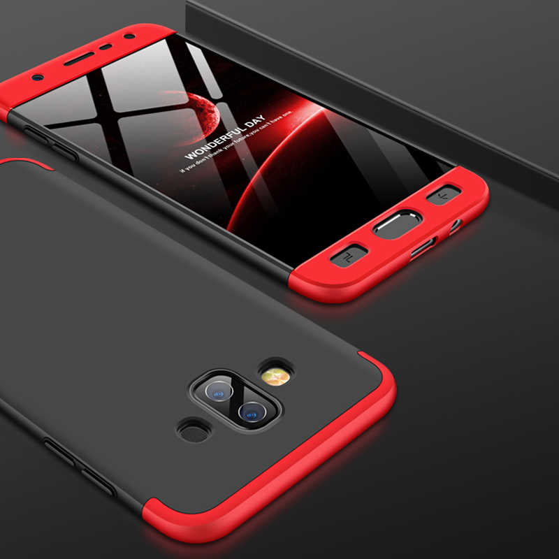 Galaxy J7 Duo Kılıf Zore Ays Kapak Siyah-Kırmızı