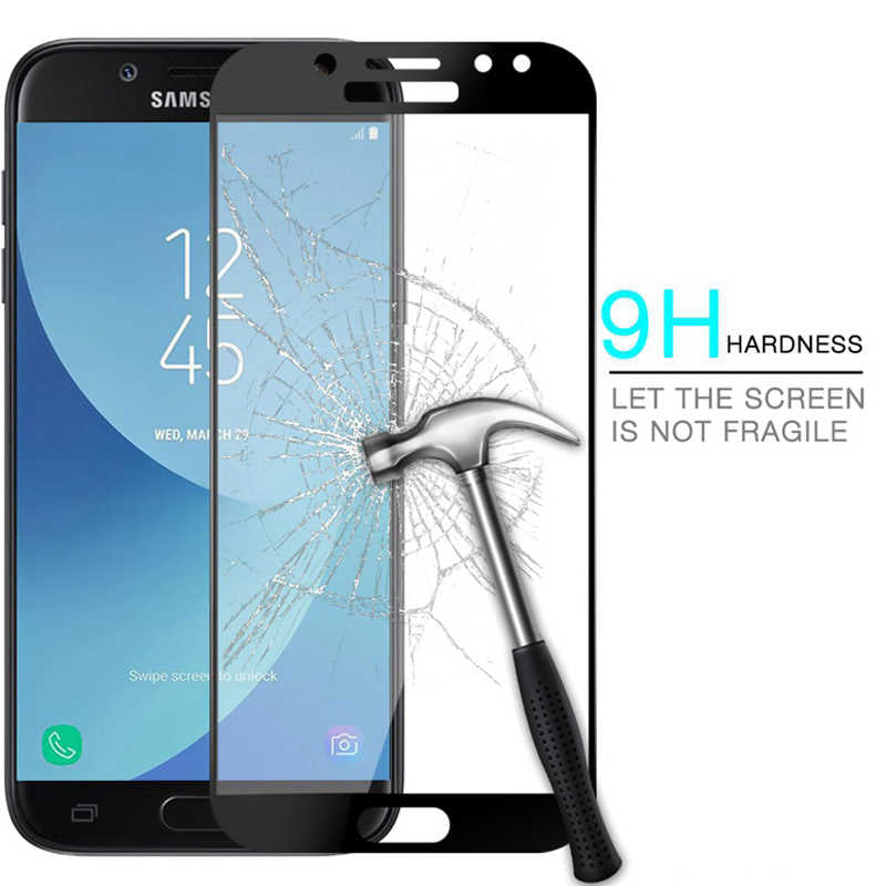 Galaxy J7 Prime Zore Kenarları Kırılmaya Dayanıklı Cam Ekran Koruyucu Gold