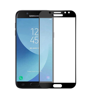 Galaxy J7 Prime Zore Kenarları Kırılmaya Dayanıklı Cam Ekran Koruyucu Siyah