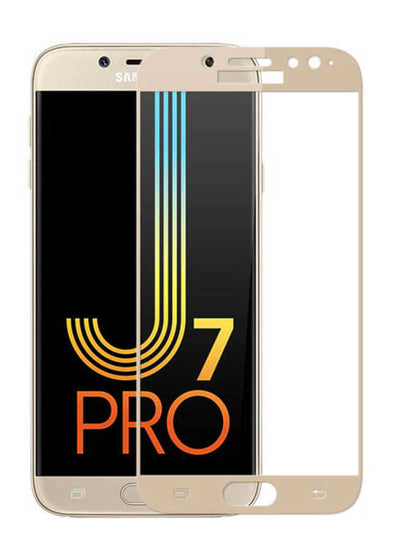 Galaxy J730 Pro Zore Kenarları Kırılmaya Dayanıklı Cam Ekran Koruyucu Gold