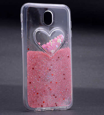 Galaxy J730 Pro Kılıf Zore Kalpli Silikon Gold