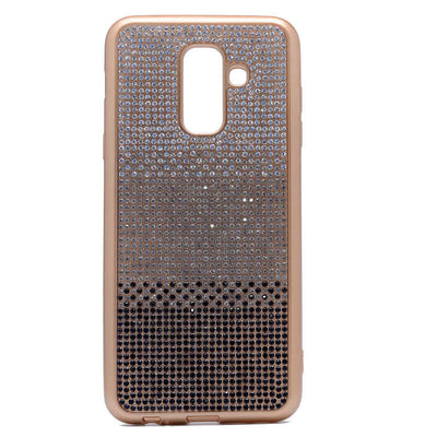 Galaxy J8 Kılıf Zore Mat Lazerli Taşlı Silikon Siyah