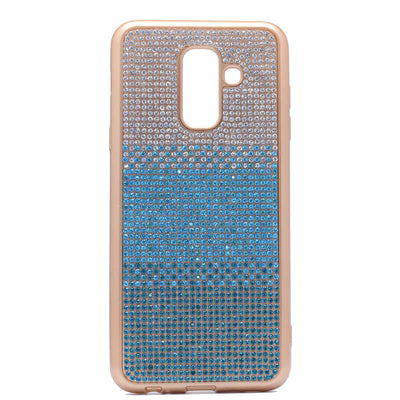 Galaxy J8 Kılıf Zore Mat Lazerli Taşlı Silikon Mavi
