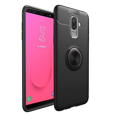 Galaxy J8 Kılıf Zore Ravel Silikon Kapak Siyah-Rose Gold