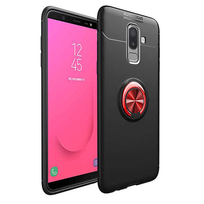 Galaxy J8 Kılıf Zore Ravel Silikon Kapak Siyah-Kırmızı