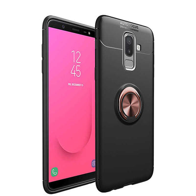 Galaxy J8 Kılıf Zore Ravel Silikon Kapak Siyah-Rose Gold