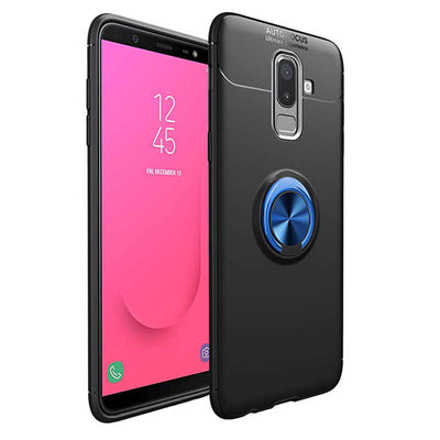 Galaxy J8 Kılıf Zore Ravel Silikon Kapak Siyah-Mavi