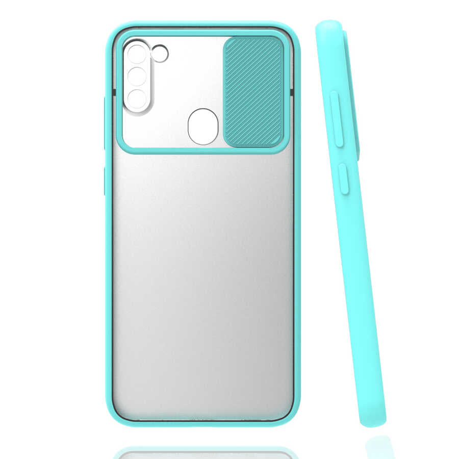 Galaxy M11 Kılıf Zore Lensi Kapak Turkuaz