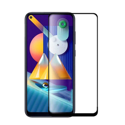 Galaxy M11 Zore Kenarları Kırılmaya Dayanıklı Cam Ekran Koruyucu Siyah