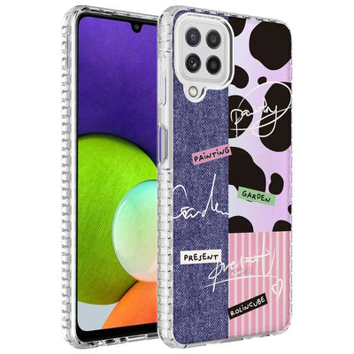 Galaxy M12 Kılıf Airbag Kenarlı Renkli Desenli Silikon Zore Elegans Kapak NO1