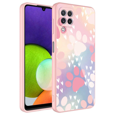 Galaxy M12 Kılıf Kamera Korumalı Desenli Sert Silikon Zore Epoksi Kapak NO4
