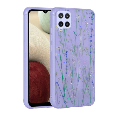 Galaxy M12 Kılıf Simli Desenli Kamera Korumalı Parlak Zore Popy Kapak Dallar