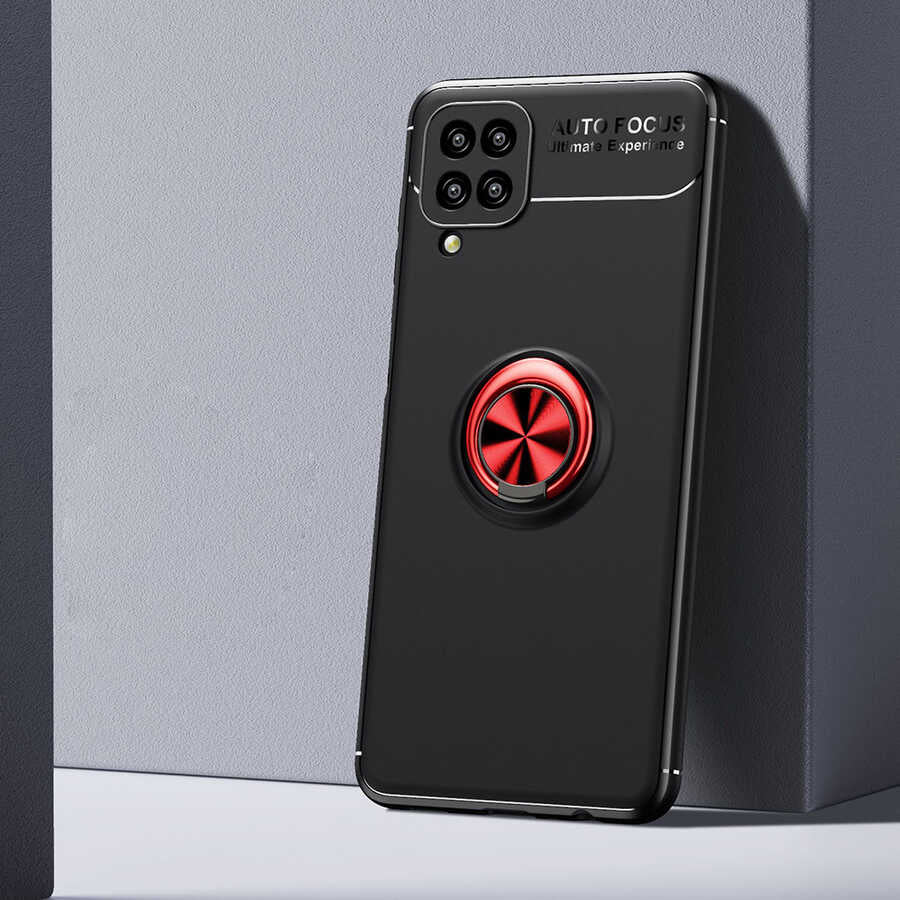 Galaxy M12 Kılıf Zore Ravel Silikon Kapak Siyah-Kırmızı