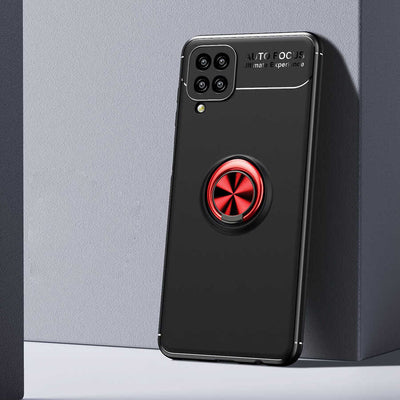 Galaxy M12 Kılıf Zore Ravel Silikon Kapak Siyah-Kırmızı