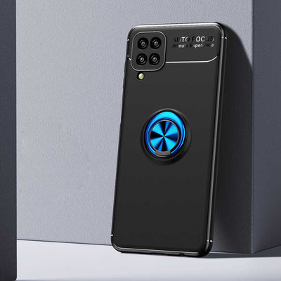 Galaxy M12 Kılıf Zore Ravel Silikon Kapak Siyah-Mavi