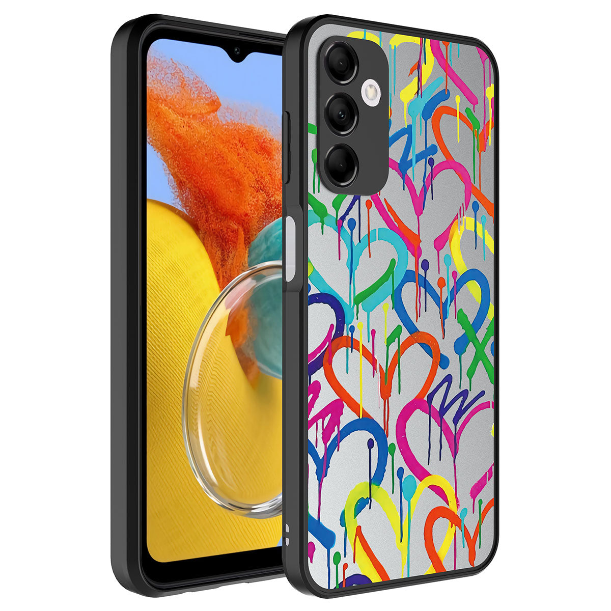 Galaxy M14 Kılıf Aynalı Desenli Kamera Korumalı Parlak Zore Mirror Kapak Kalp