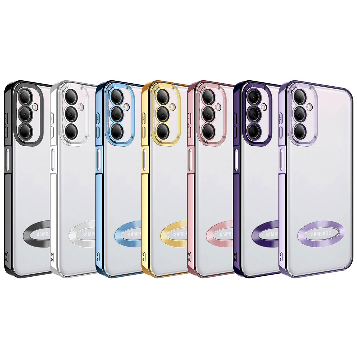 Galaxy M14 Kılıf Kamera Korumalı Logo Gösteren Zore Omega Kapak Gold