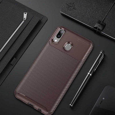 Galaxy M20 Kılıf Zore Negro Silikon Kapak Kahverengi