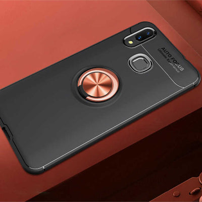 Galaxy M20 Kılıf Zore Ravel Silikon Kapak Siyah-Rose Gold