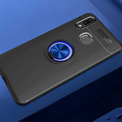 Galaxy M20 Kılıf Zore Ravel Silikon Kapak Siyah-Mavi