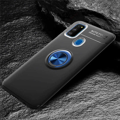 Galaxy M21 Kılıf Zore Ravel Silikon Kapak Siyah-Mavi