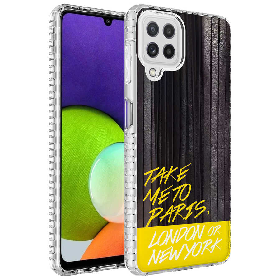 Galaxy M22 Kılıf Airbag Kenarlı Renkli Desenli Silikon Zore Elegans Kapak NO3