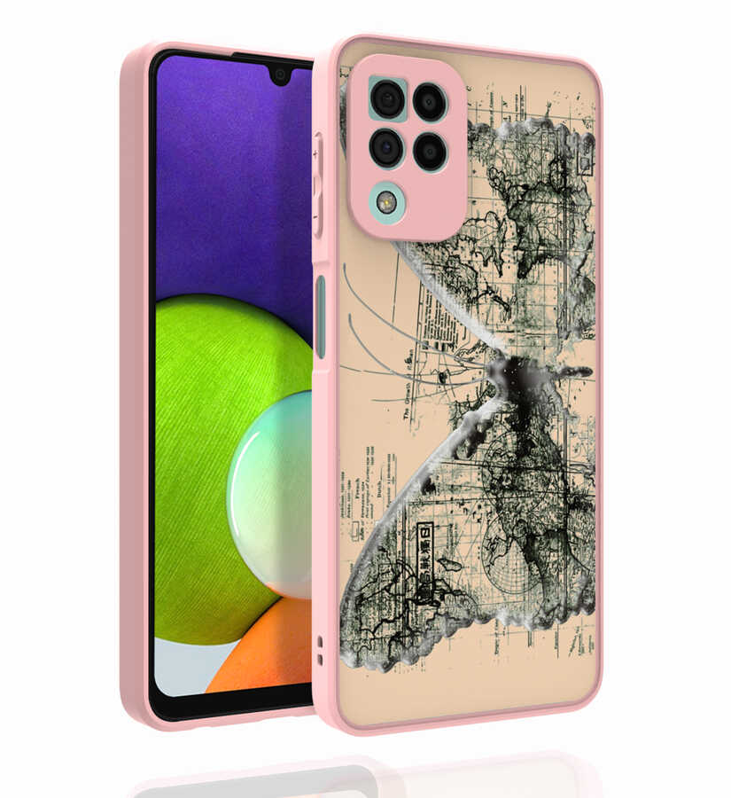 Galaxy M22 Kılıf Desenli Kamera Korumalı Parlak Zore Nora Kapak NO2