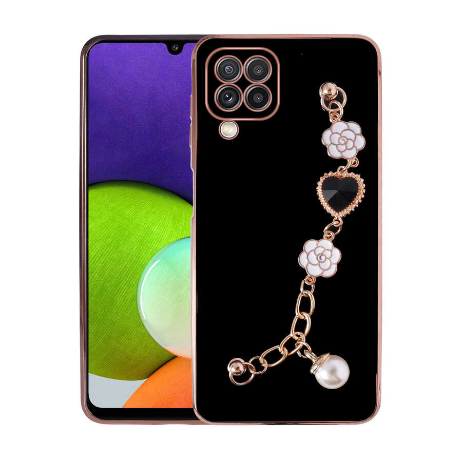 Galaxy M22 Kılıf El Tutamaçlı Kamera Korumalı Zore Taka Silikon Kapak Siyah