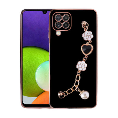 Galaxy M22 Kılıf El Tutamaçlı Kamera Korumalı Zore Taka Silikon Kapak Siyah