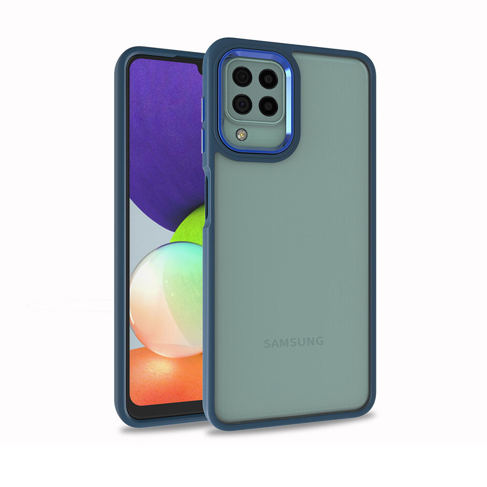 Galaxy M22 Kılıf Zore Flora Kapak Mavi