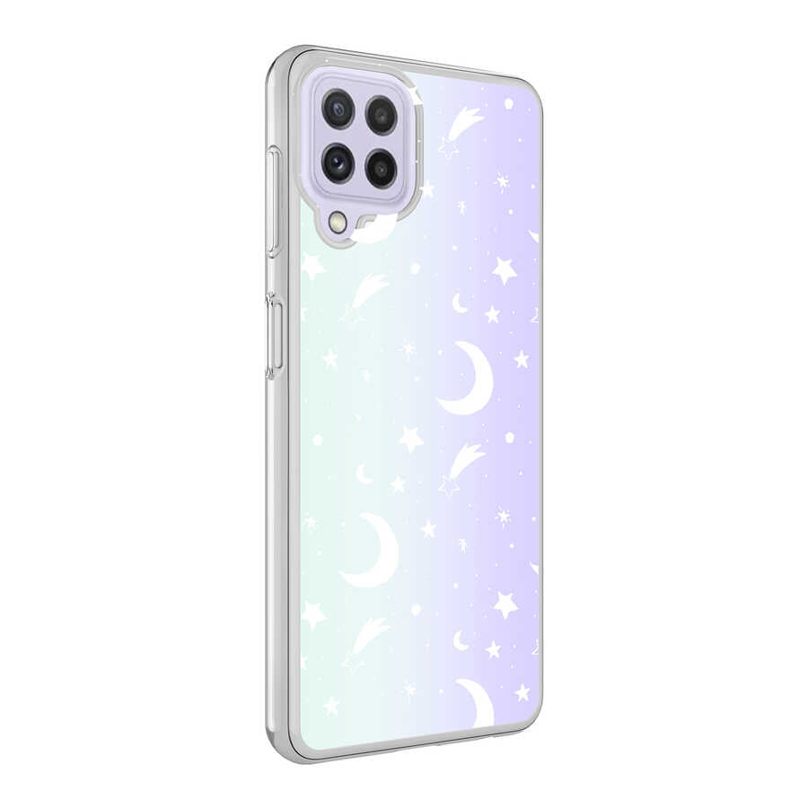Galaxy M22 Kılıf Zore M-Blue Desenli Kapak Moon No4