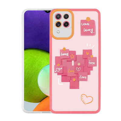 Galaxy M22 Kılıf Zore M-Fit Desenli Kapak Love Story No2