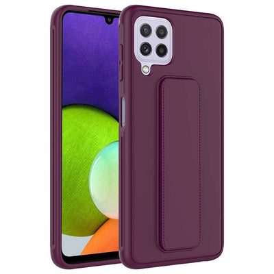 Galaxy M22 Kılıf Zore Qstand Kapak Mürdüm