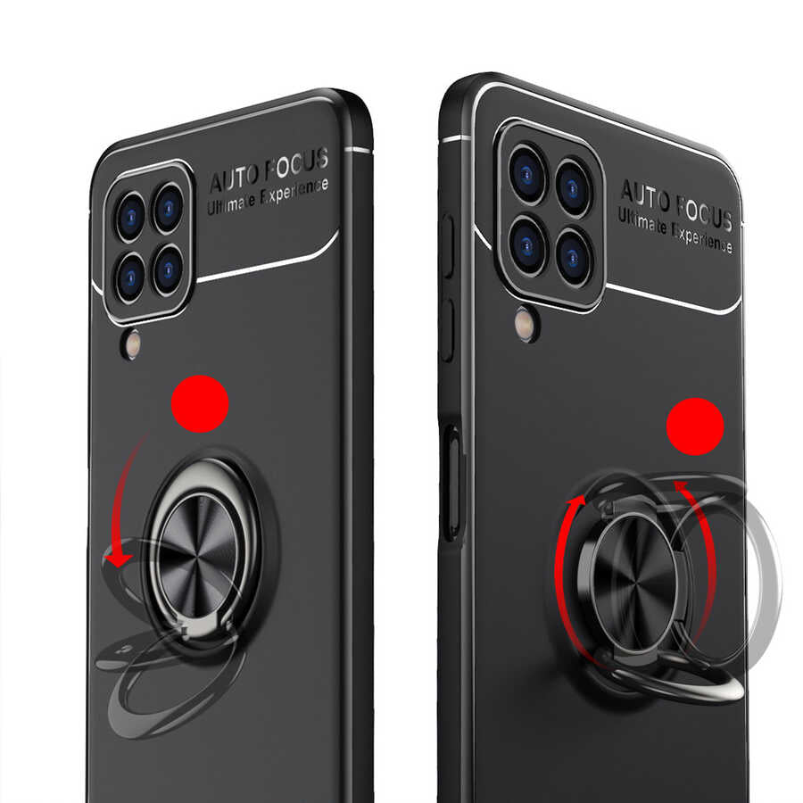 Galaxy M22 Kılıf Zore Ravel Silikon Kapak Siyah-Kırmızı