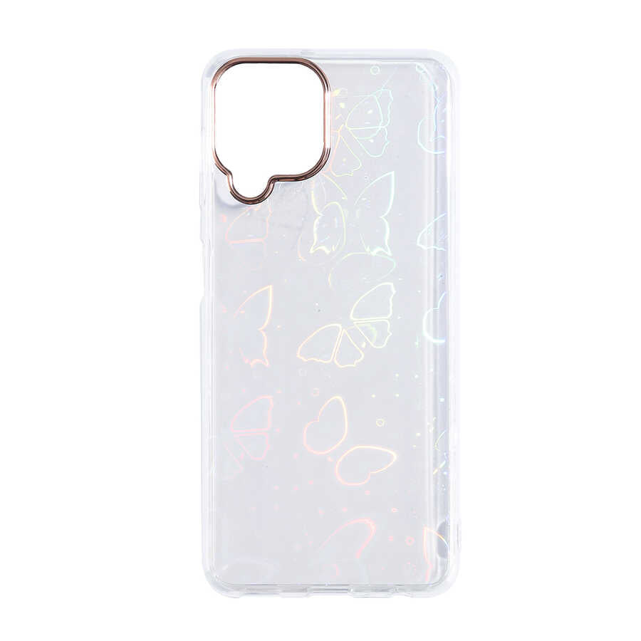 Galaxy M22 Kılıf Zore Sidney Desenli Sert Kapak Butterfly No2