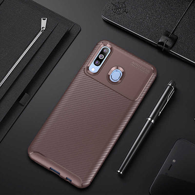 Galaxy M30 Kılıf Zore Negro Silikon Kapak Kahverengi