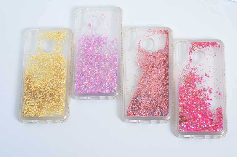 Galaxy M30 Kılıf Zore Sıralı Sıvılı Silikon Rose Gold