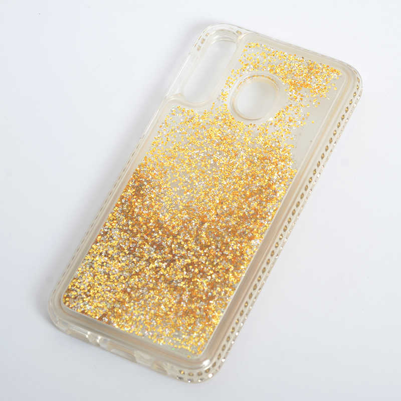 Galaxy M30 Kılıf Zore Sıralı Sıvılı Silikon Gold