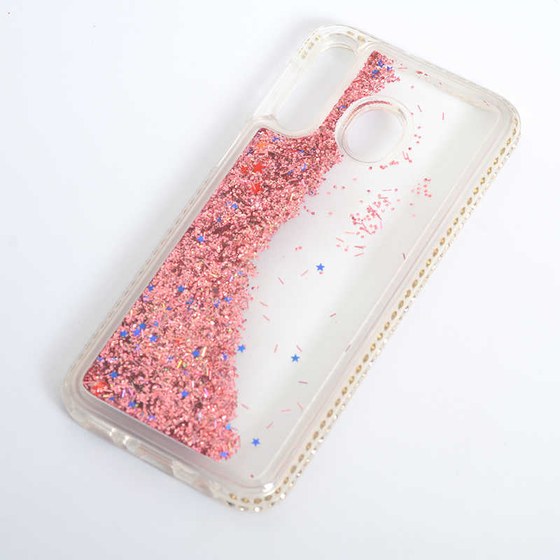 Galaxy M30 Kılıf Zore Sıralı Sıvılı Silikon Rose Gold