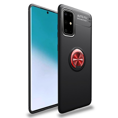 Galaxy M31S Kılıf Zore Ravel Silikon Kapak Siyah-Kırmızı