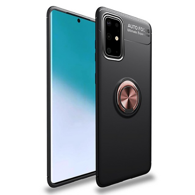 Galaxy M31S Kılıf Zore Ravel Silikon Kapak Siyah-Rose Gold
