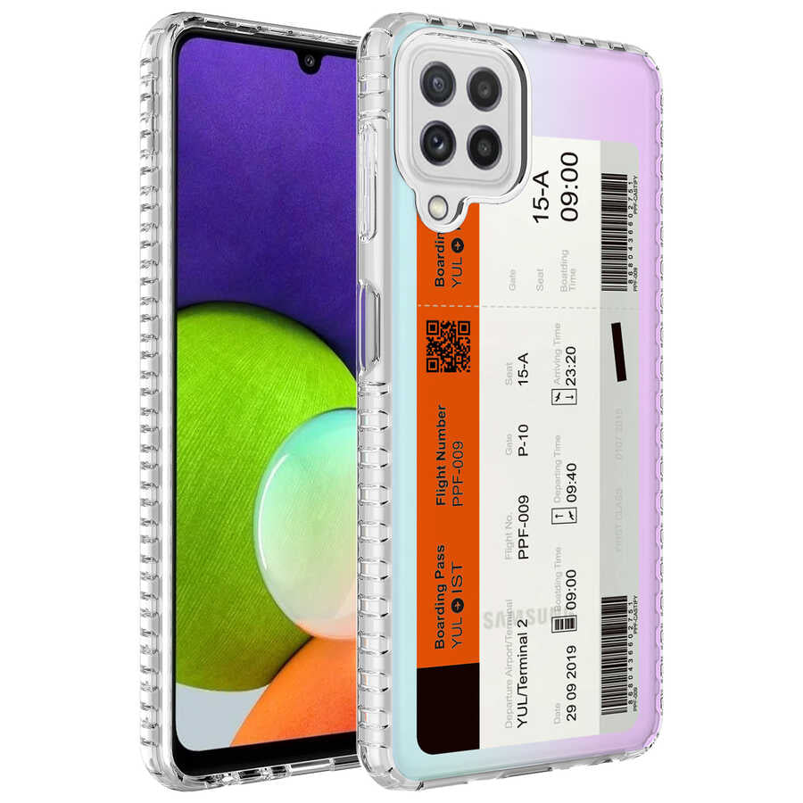 Galaxy M32 Kılıf Airbag Kenarlı Renkli Desenli Silikon Zore Elegans Kapak