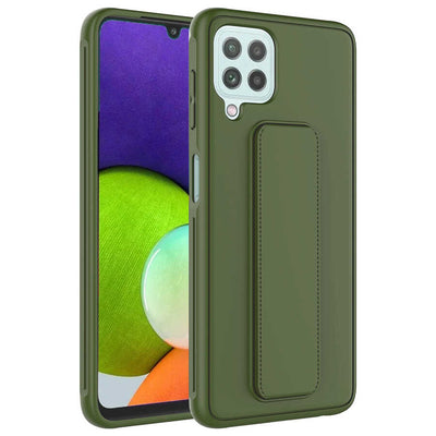 Galaxy M32 Kılıf Zore Qstand Kapak Koyu Yeşil