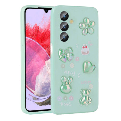 Galaxy M34 5G Kılıf Kabartma Figürlü Parlak Zore Toys Silikon Kapak Mor
