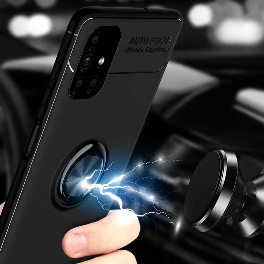 Galaxy M51 Kılıf Zore Ravel Silikon Kapak Siyah-Kırmızı