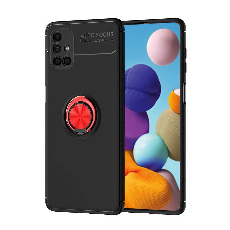 Galaxy M51 Kılıf Zore Ravel Silikon Kapak Siyah-Kırmızı
