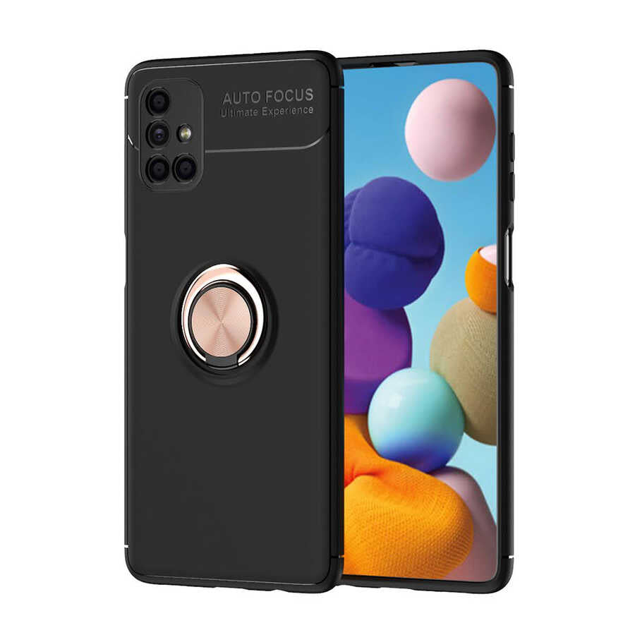 Galaxy M51 Kılıf Zore Ravel Silikon Kapak Siyah-Rose Gold