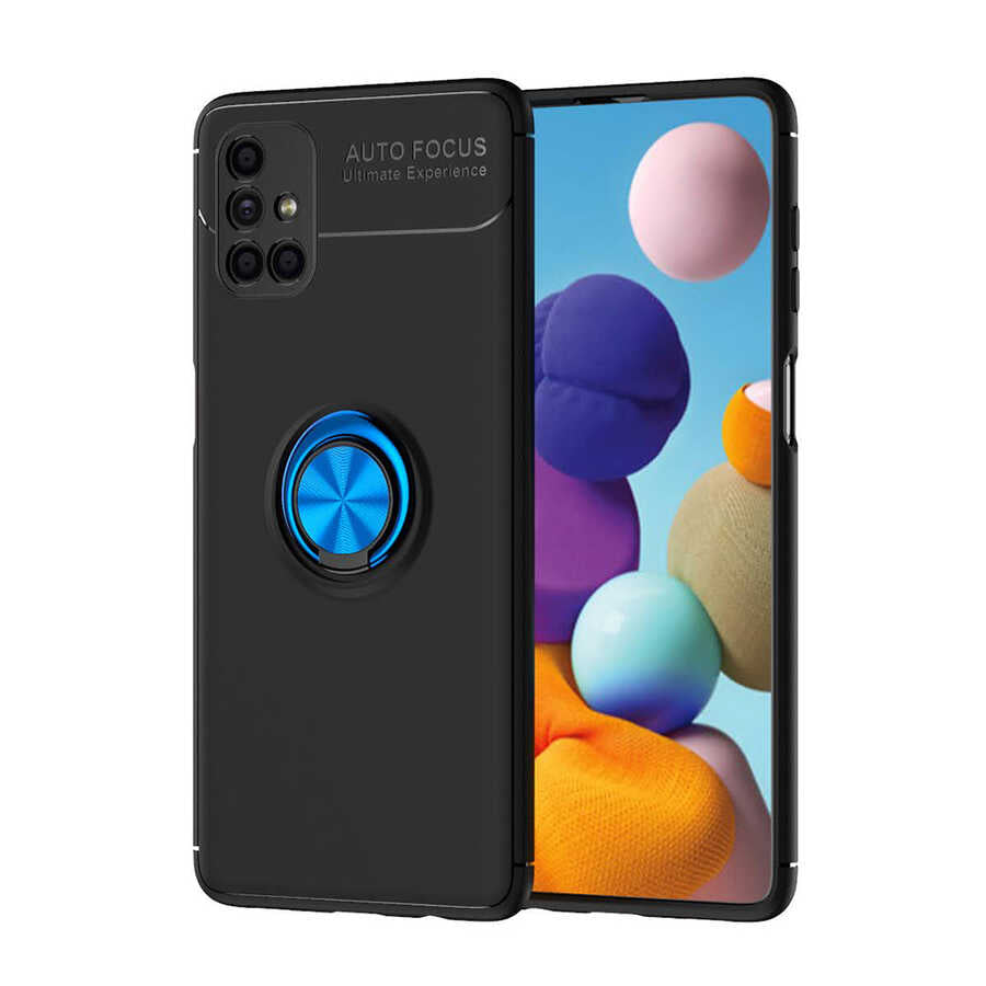 Galaxy M51 Kılıf Zore Ravel Silikon Kapak Siyah-Mavi