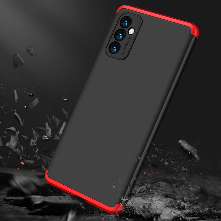 Galaxy M52 Kılıf Zore Ays Kapak Siyah-Kırmızı